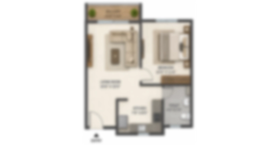 Krishna Kalyan West 1 BHK Floor Plan